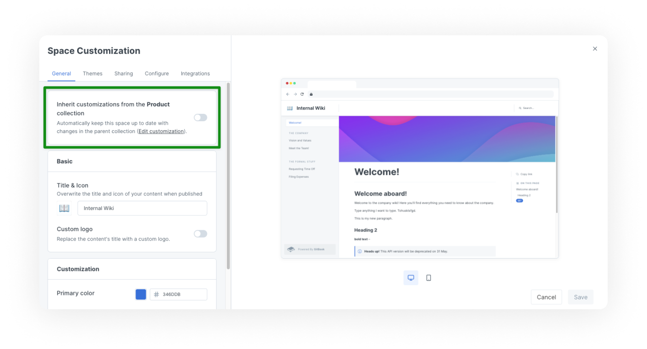 Inherit customizations
